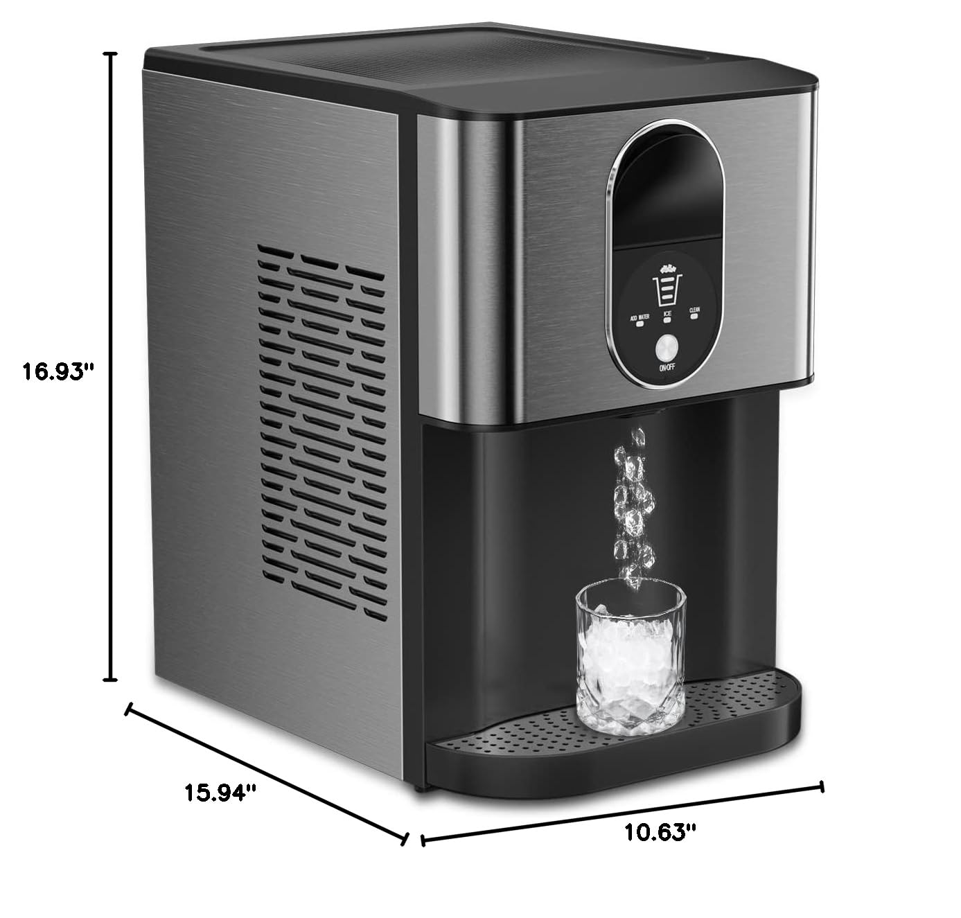 Kndko Nugget Ice Maker,Self Dispensing Pellet Ice Maker,44lbs/24H, Self Cleaning Ice Maker,3.3lbs Ice Storage