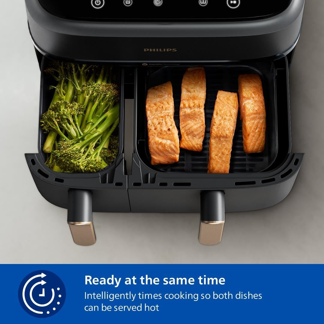 Philips 3000 Series NA352/00 - Dual Basket Airfryer, 9L, 8-in-1