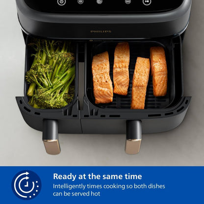 Philips 3000 Series NA352/00 - Dual Basket Airfryer, 9L, 8-in-1