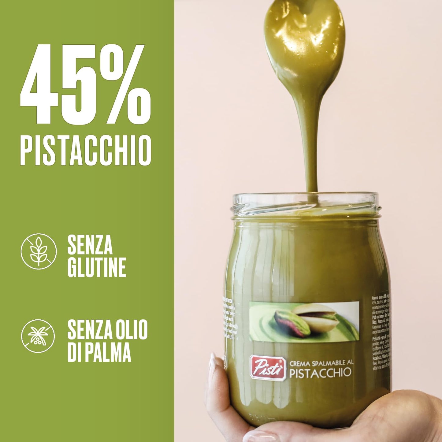 Pisti Cream of Pistachio from Sicily 21.2 Ounce (600g) | Artisanal Italian Nut Spread | Enjoy with Bread and Biscuits