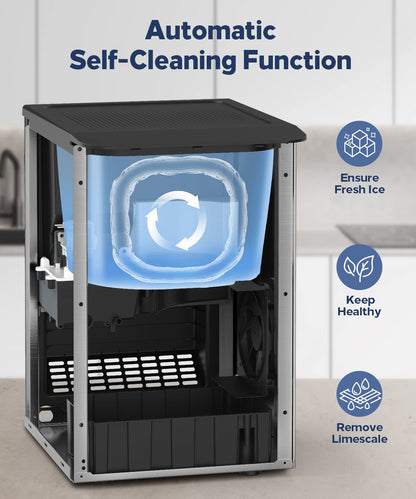 Kndko Nugget Ice Maker,Self Dispensing Pellet Ice Maker,44lbs/24H, Self Cleaning Ice Maker,3.3lbs Ice Storage