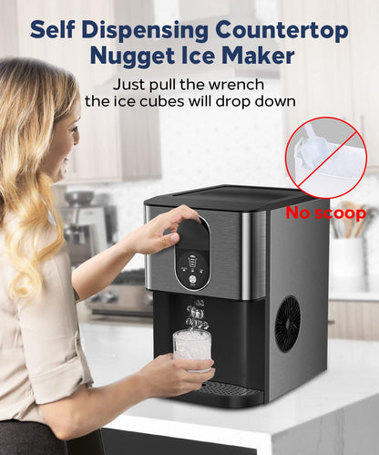 Kndko Nugget Ice Maker,Self Dispensing Pellet Ice Maker,44lbs/24H, Self Cleaning Ice Maker,3.3lbs Ice Storage